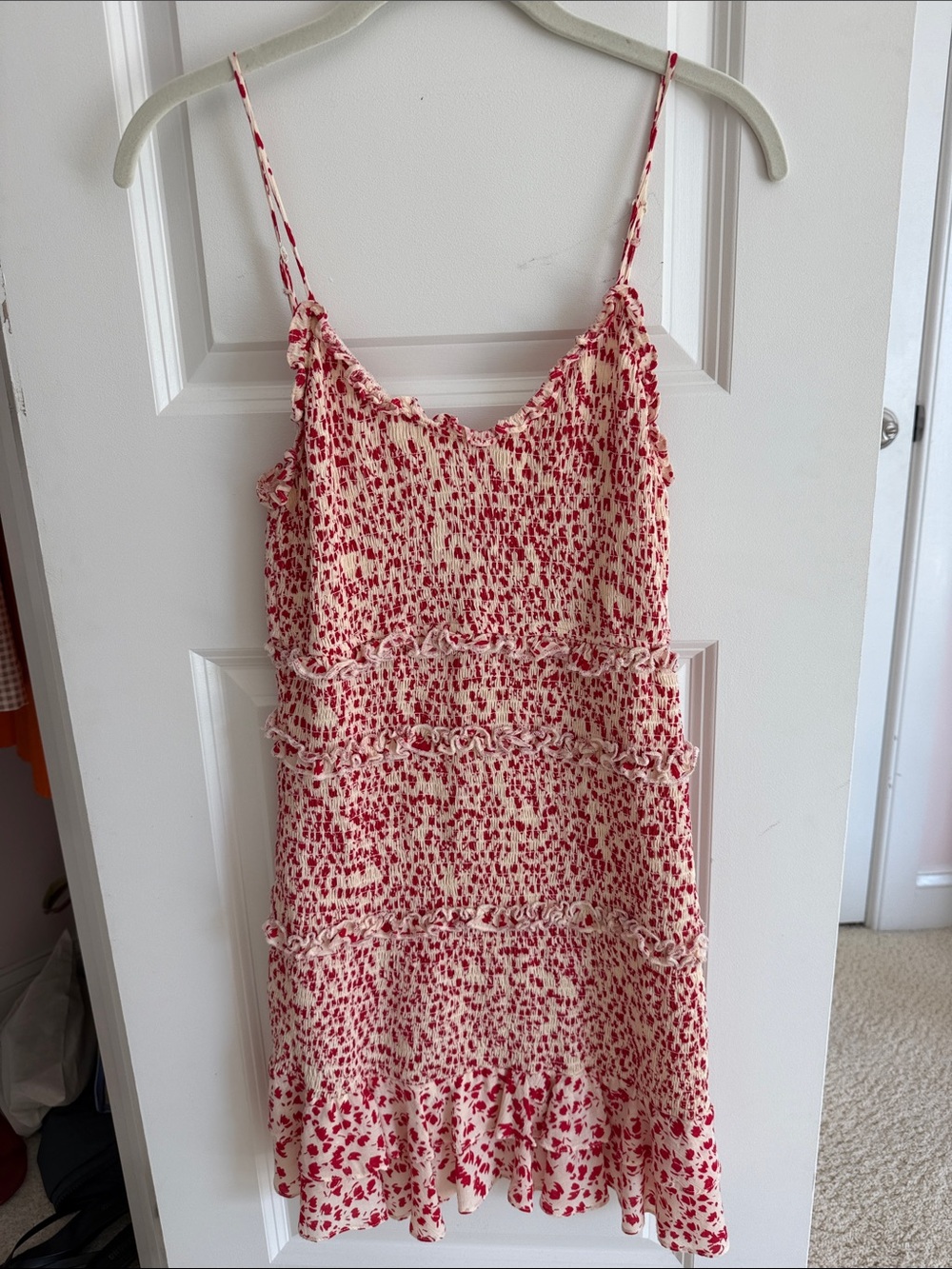 Red Floral Spaghetti-Strap Mini Dress
